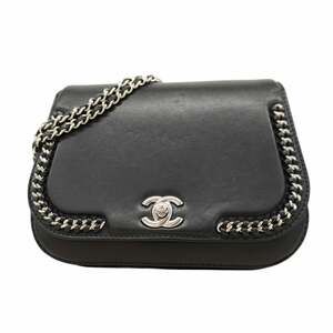 Chanel Shoulder Bag W Chain Lambskin Black Women's
